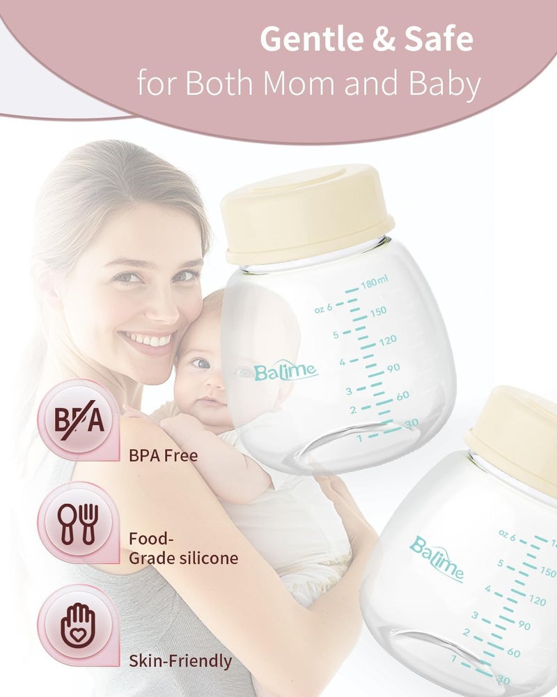BALIME 6oz Milk Storage Bottles, Compatible with Spectra Pumps, BPA-Free, Leak-Proof Design, Dual Use as milk Storage Containers for Fridge or Freezer（4-Pack） - Image 5